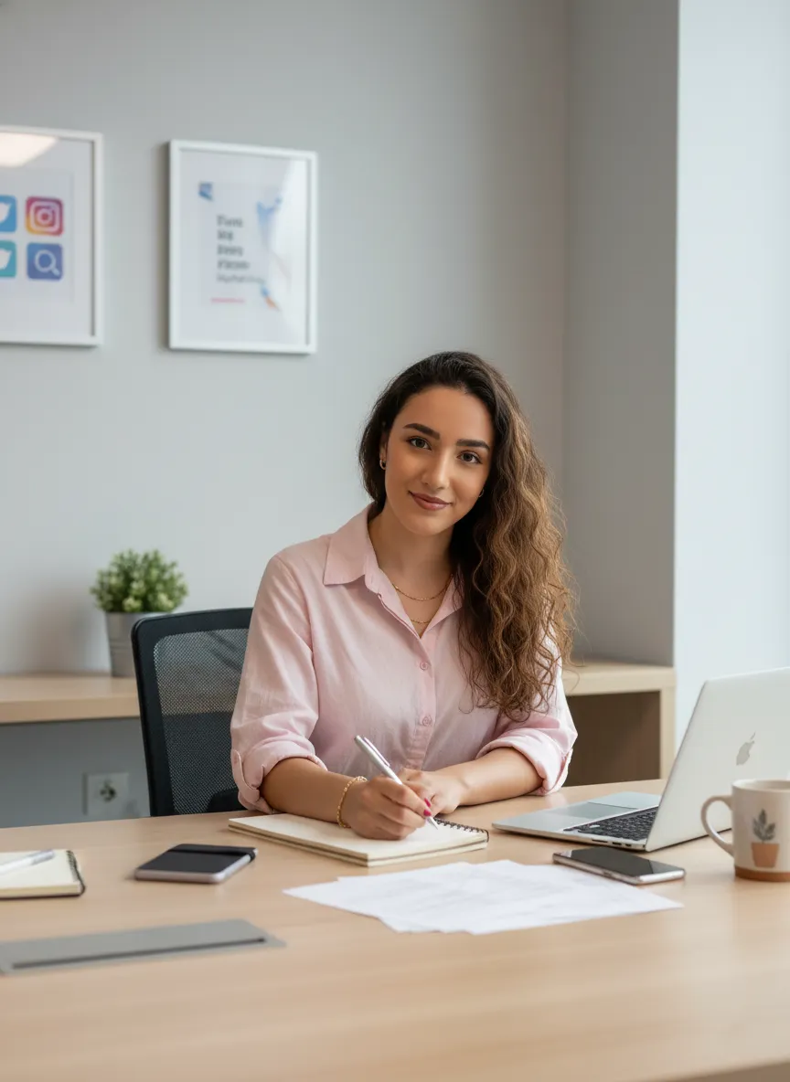 Student at a desk with study documents