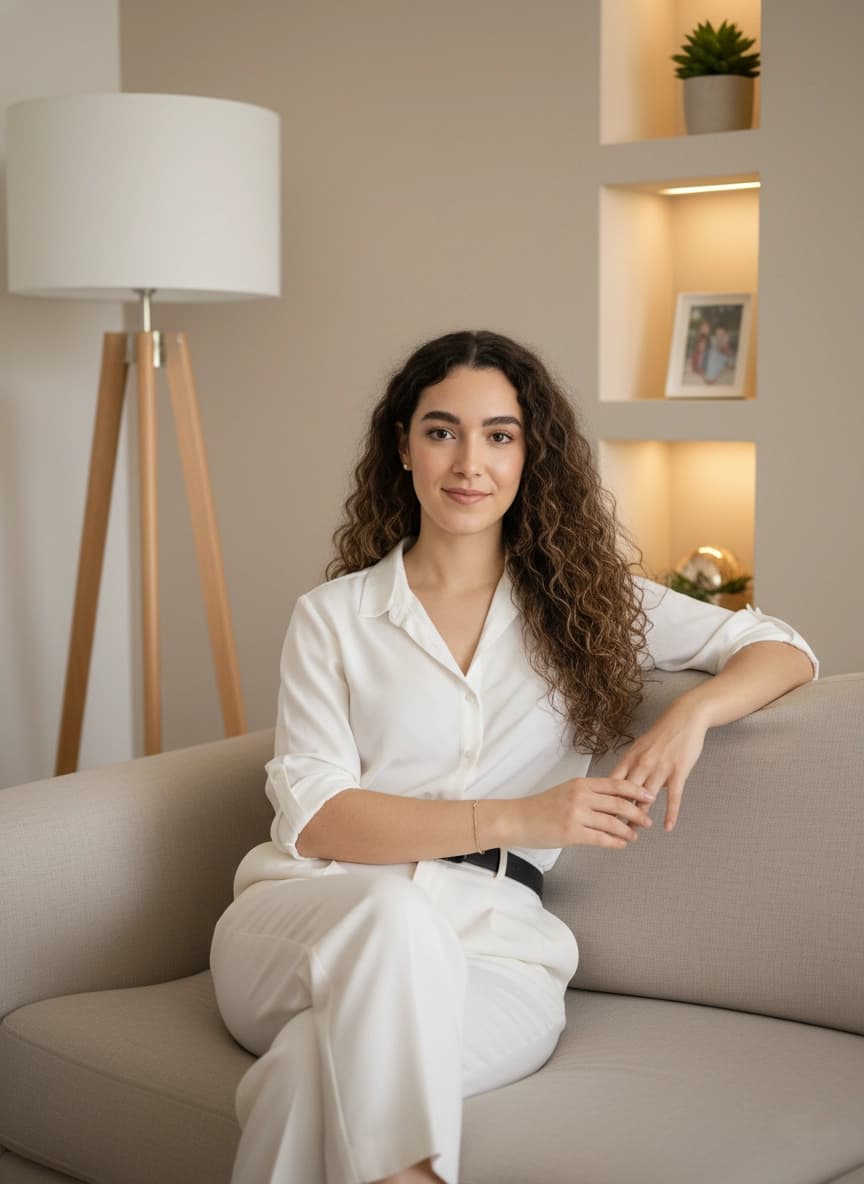 Professional portrait of Nadia Baptista in a bright, calm setting, conveying trust and professionalism