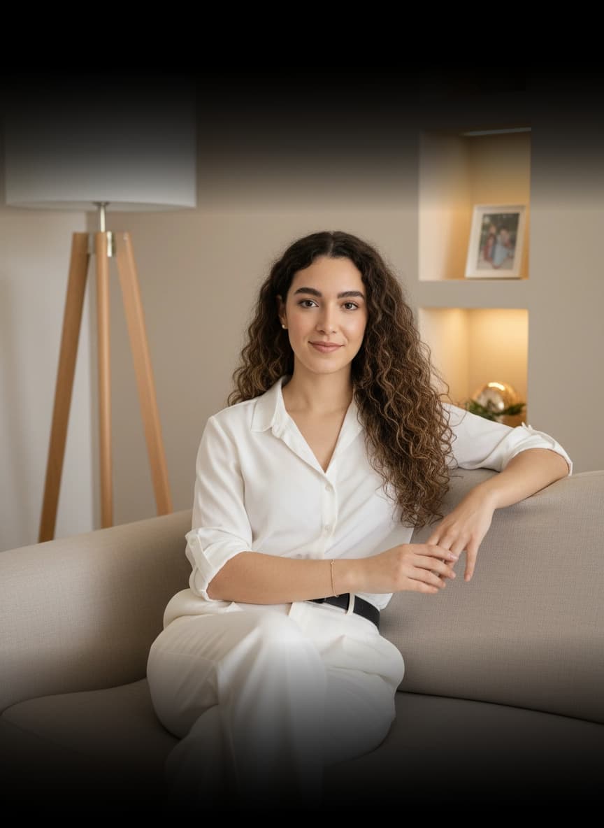 Professional portrait of Nadia Baptista in a bright, calm setting, conveying trust and professionalism